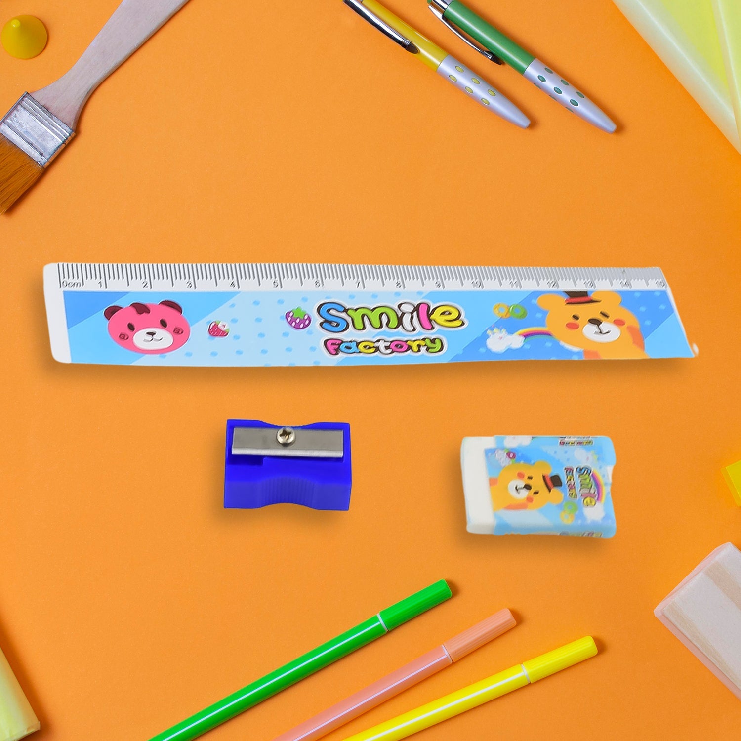 Cartoon-themed pencils with eraser and sharpener Cartoon-themed pencils with eraser and sharpener